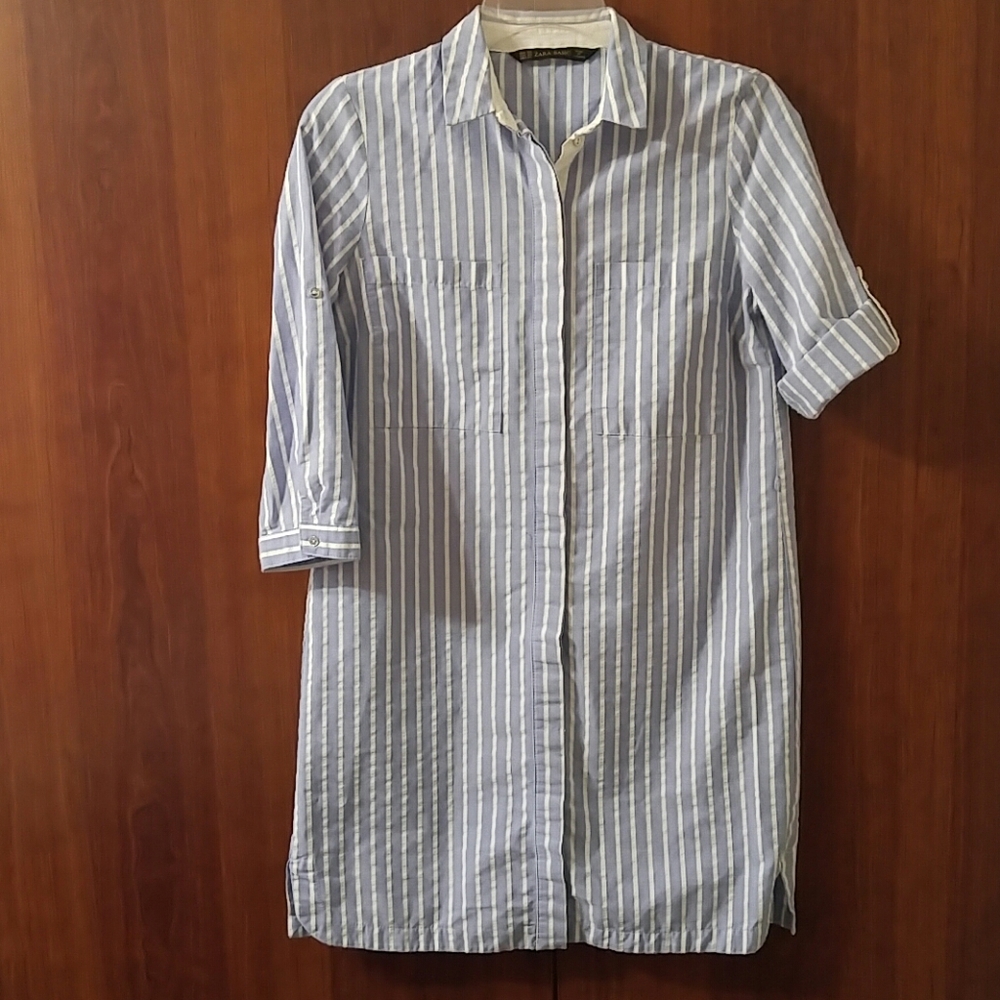 Zara Basic Striped Button Up Size X-Small - image 1